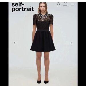 Self Portrait Black Guipure Mini Dress